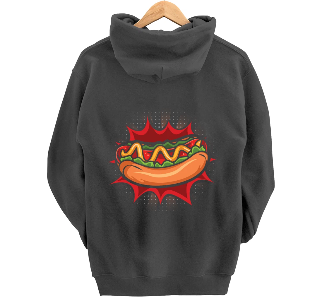 Hot Dog Fast Food Meat Lover Foodie Sausage Buns Pullover Hoodie