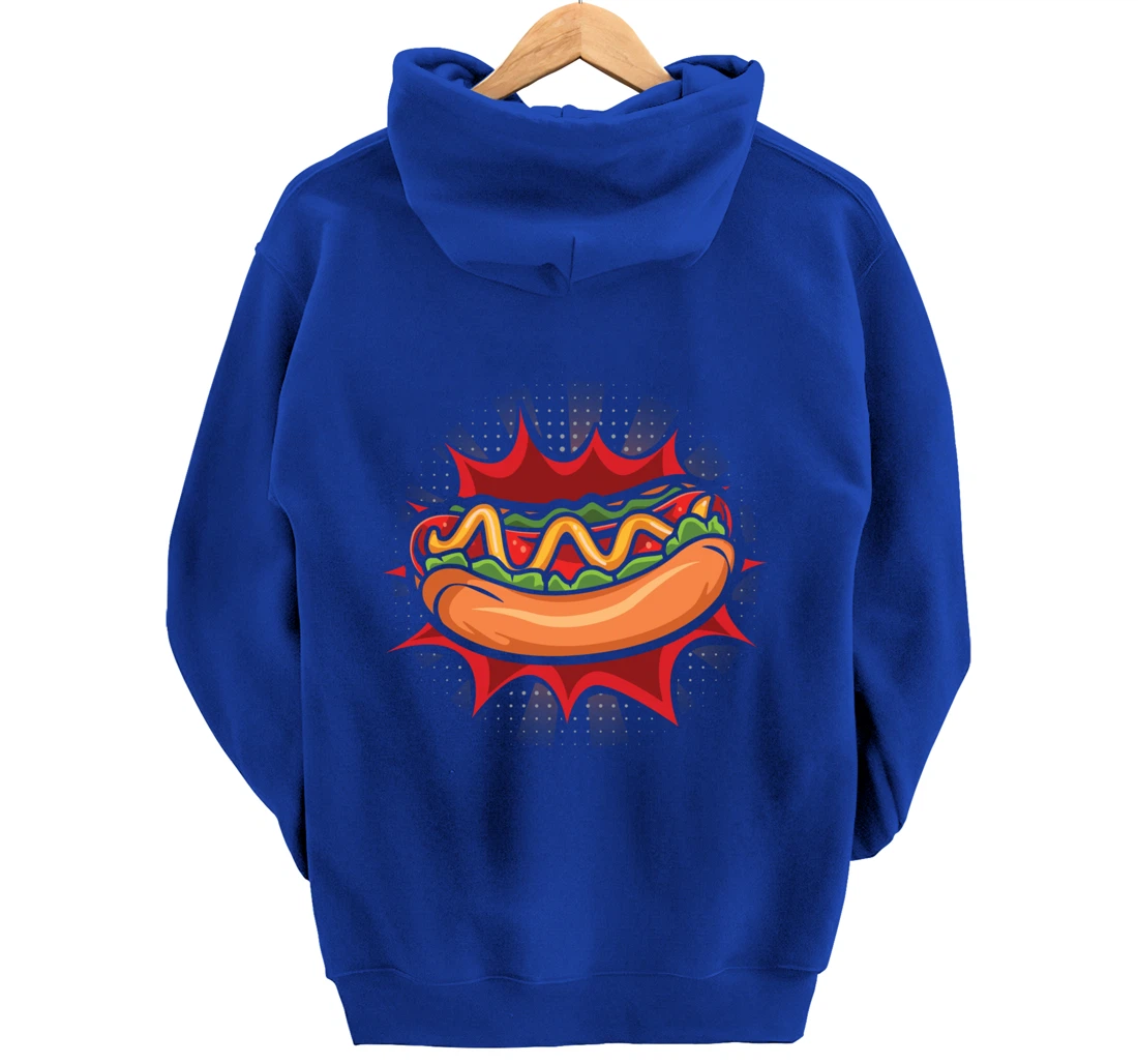 Hot Dog Fast Food Meat Lover Foodie Sausage Buns Pullover Hoodie