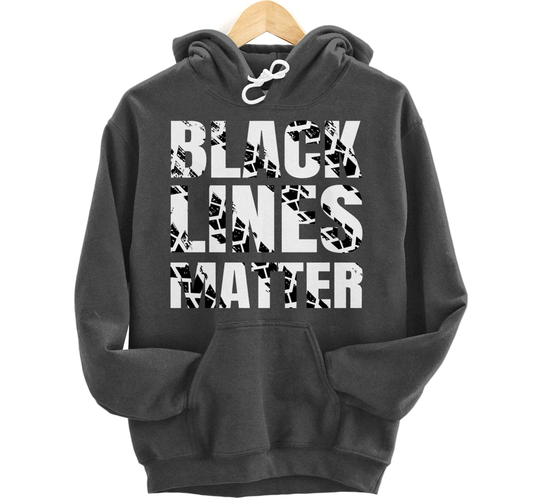 Drifting Car as Black Lines Matter Drag Racing Pullover Hoodie