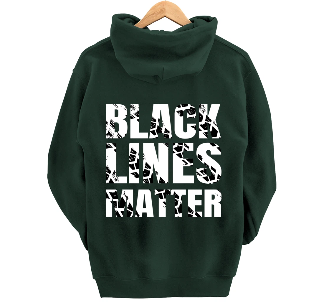 Drifting Car as Black Lines Matter Drag Racing Pullover Hoodie