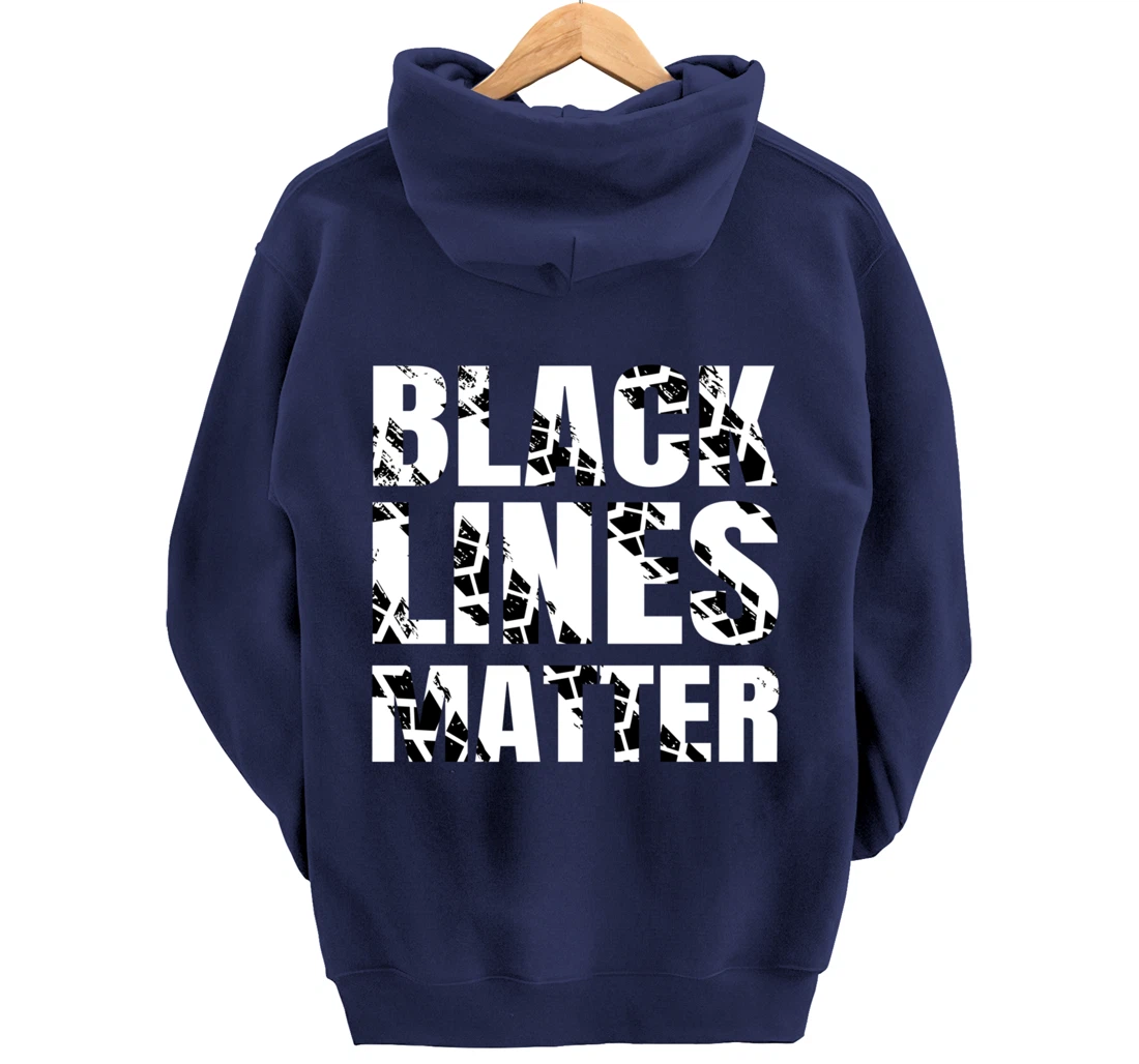 Drifting Car as Black Lines Matter Drag Racing Pullover Hoodie