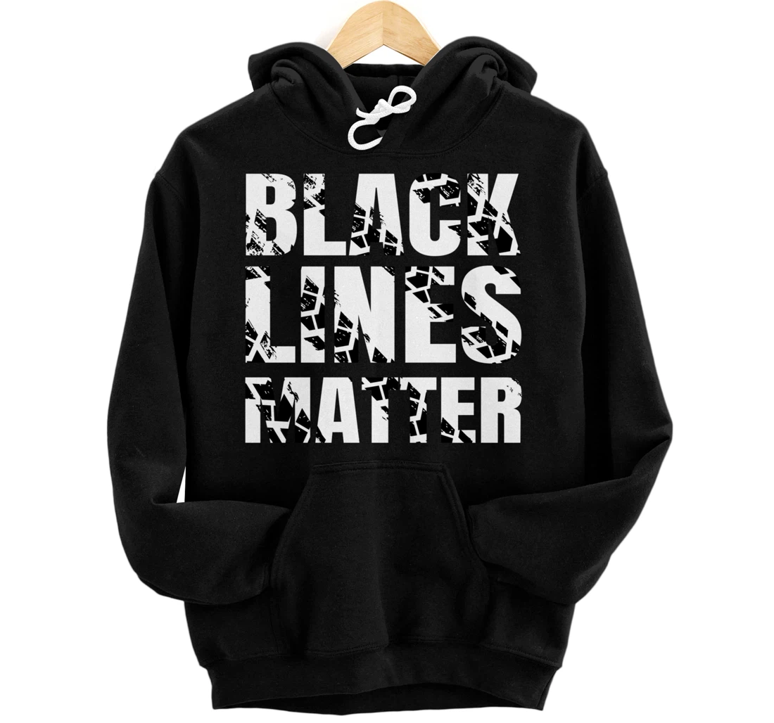 Drifting Car as Black Lines Matter Drag Racing Pullover Hoodie