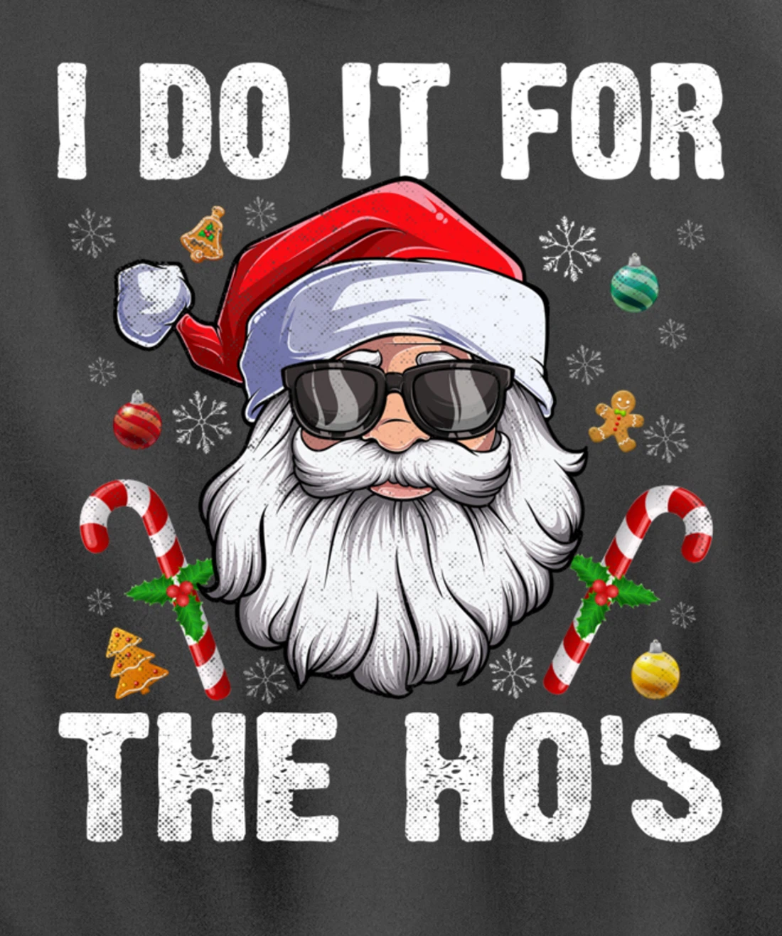 Vintage I Do It For The Ho's Funny Santa in sunglasses Xmas Pullover Hoodie