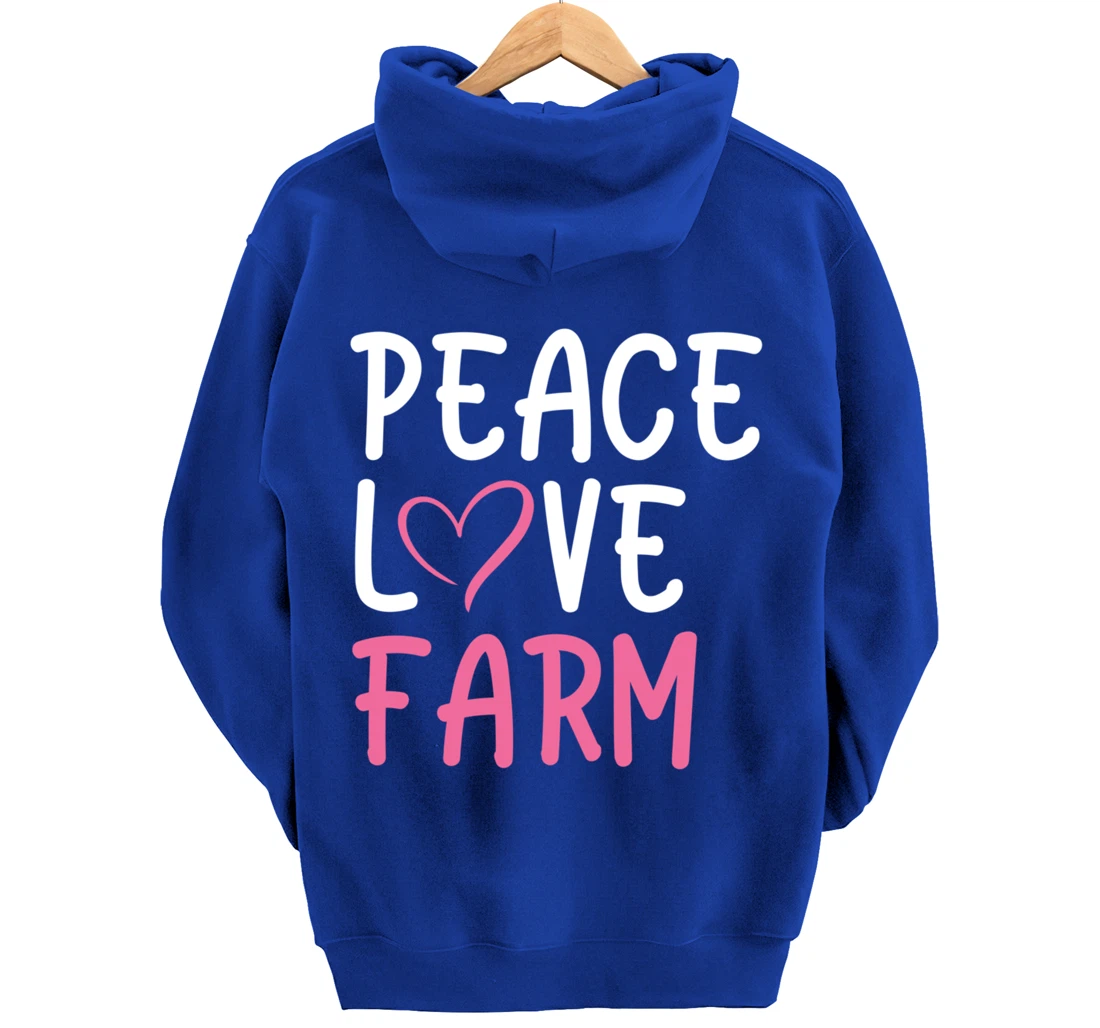Funny Farm Love Peace Graphic for Women and Girls Farmer Pullover Hoodie