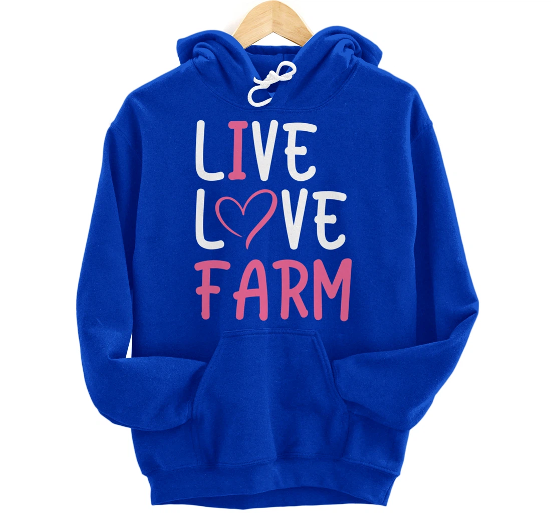 Funny Live Love Farm Lover Graphic Women and Girls Farmer Pullover Hoodie
