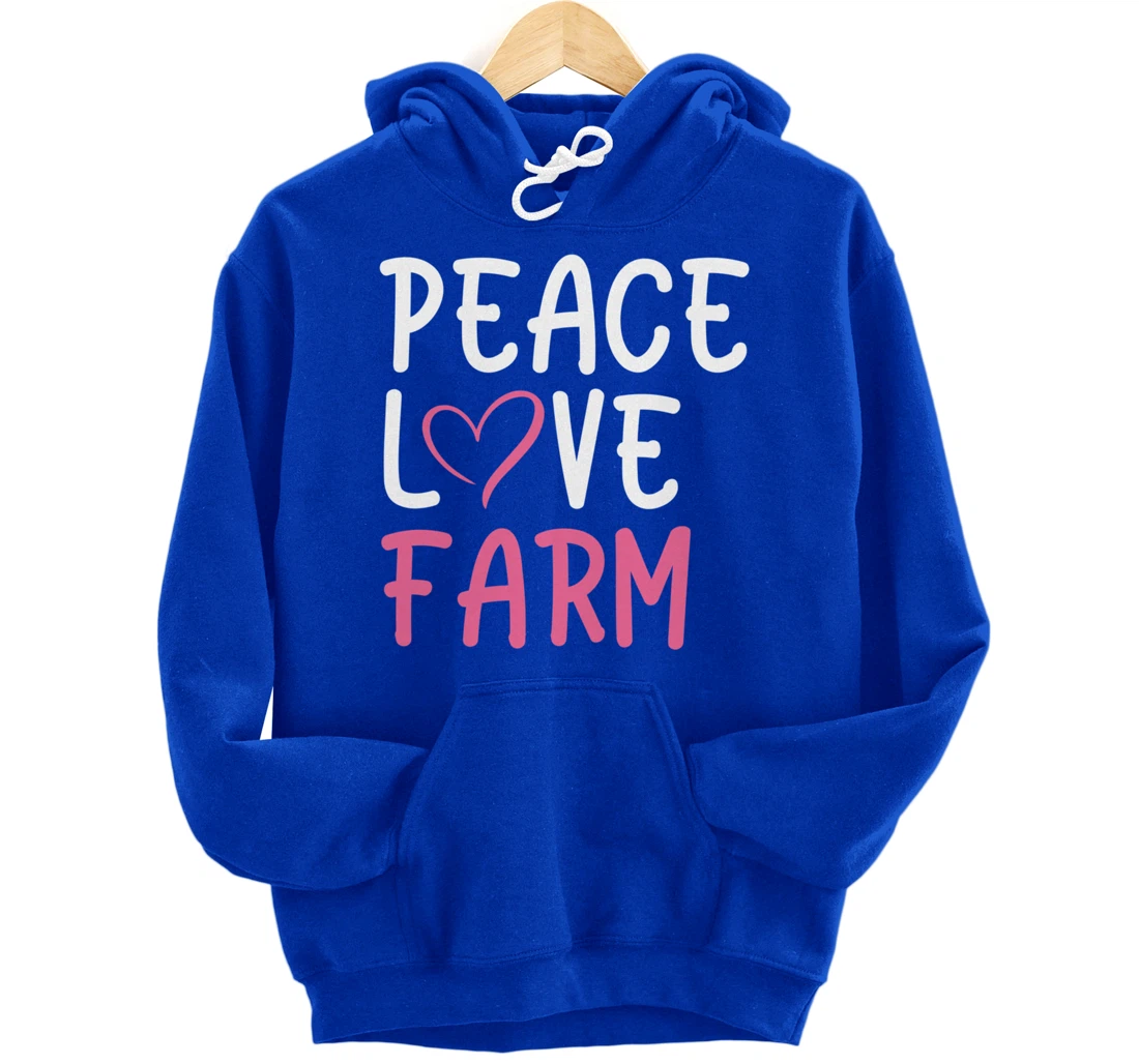 Funny Farm Love Peace Graphic for Women and Girls Farmer Pullover Hoodie