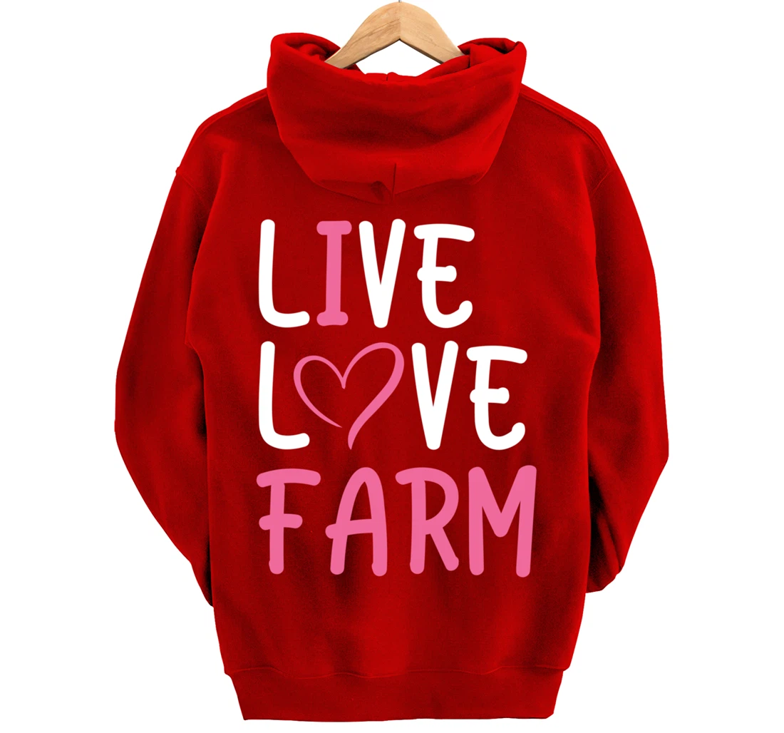Funny Live Love Farm Lover Graphic Women and Girls Farmer Pullover Hoodie