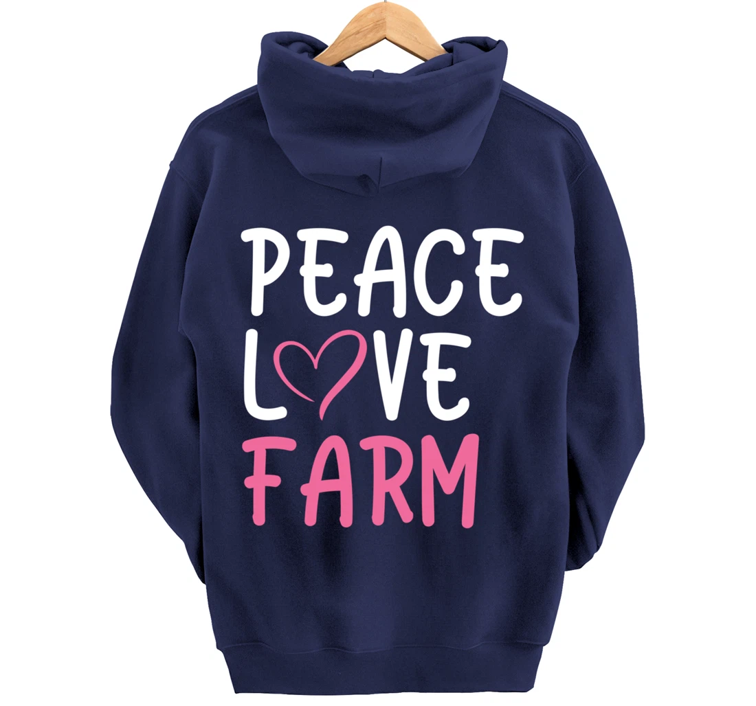 Funny Farm Love Peace Graphic for Women and Girls Farmer Pullover Hoodie