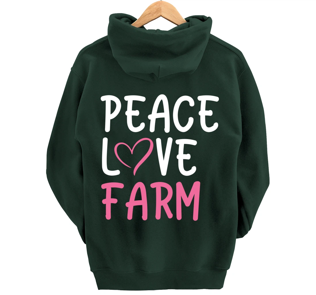 Funny Farm Love Peace Graphic for Women and Girls Farmer Pullover Hoodie