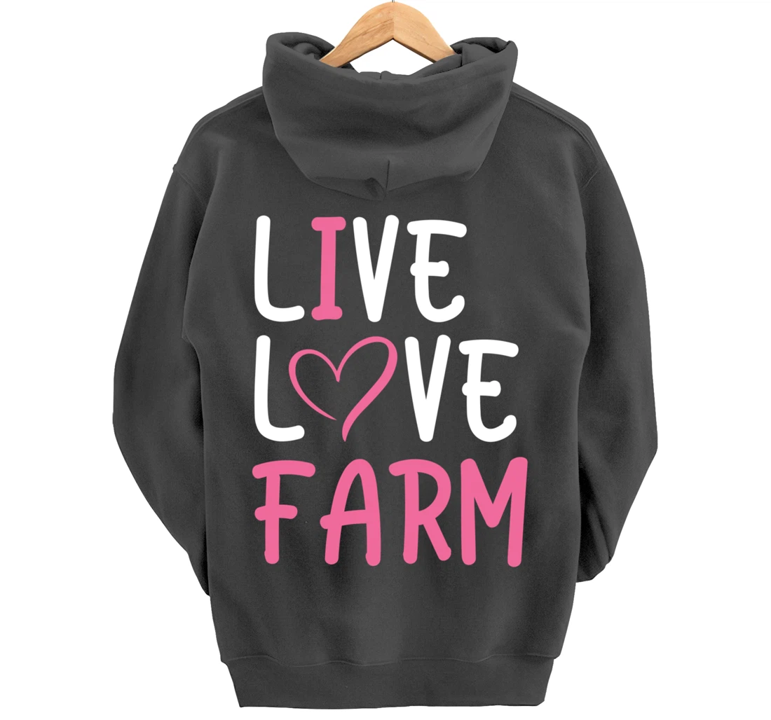Funny Live Love Farm Lover Graphic Women and Girls Farmer Pullover Hoodie