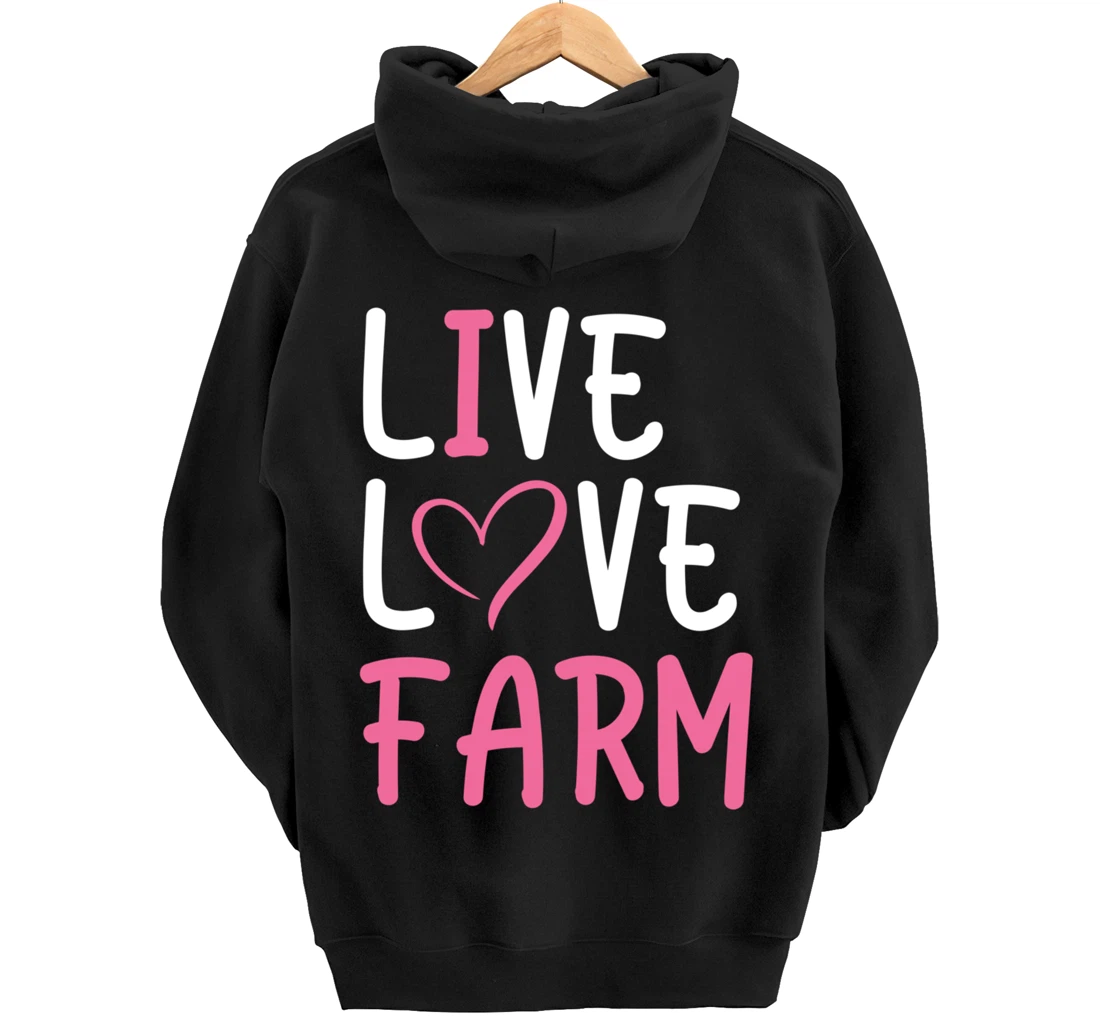 Funny Live Love Farm Lover Graphic Women and Girls Farmer Pullover Hoodie