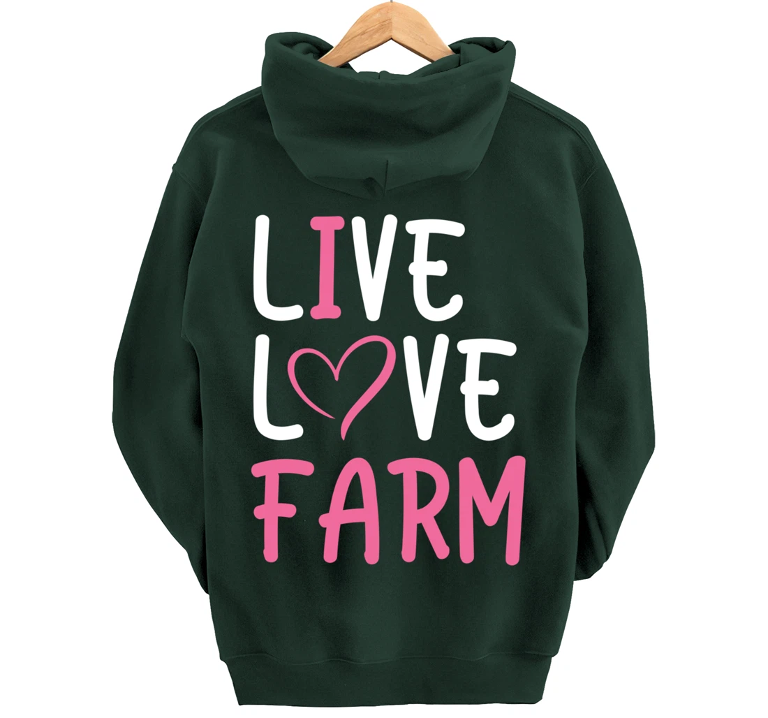 Funny Live Love Farm Lover Graphic Women and Girls Farmer Pullover Hoodie