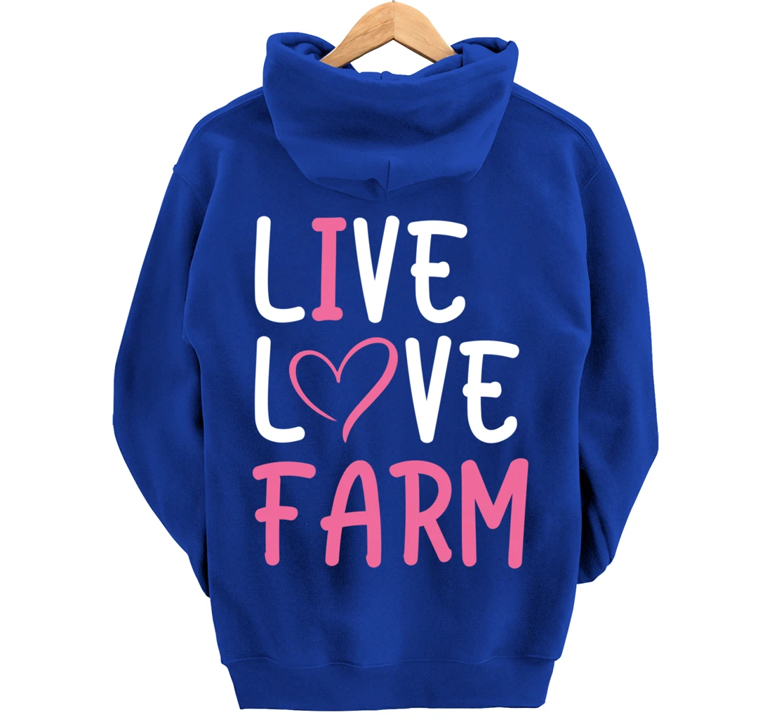 Funny Live Love Farm Lover Graphic Women and Girls Farmer Pullover Hoodie