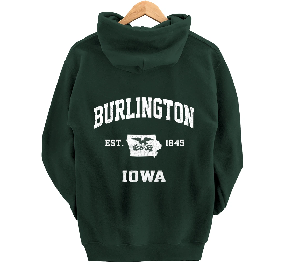 Burlington Iowa IA vintage State Athletic style Pullover Hoodie