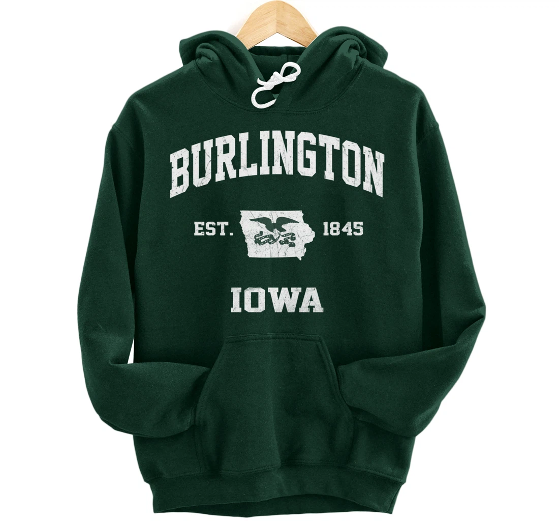 Burlington Iowa IA vintage State Athletic style Pullover Hoodie
