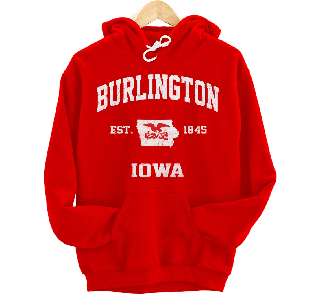 Burlington Iowa IA vintage State Athletic style Pullover Hoodie