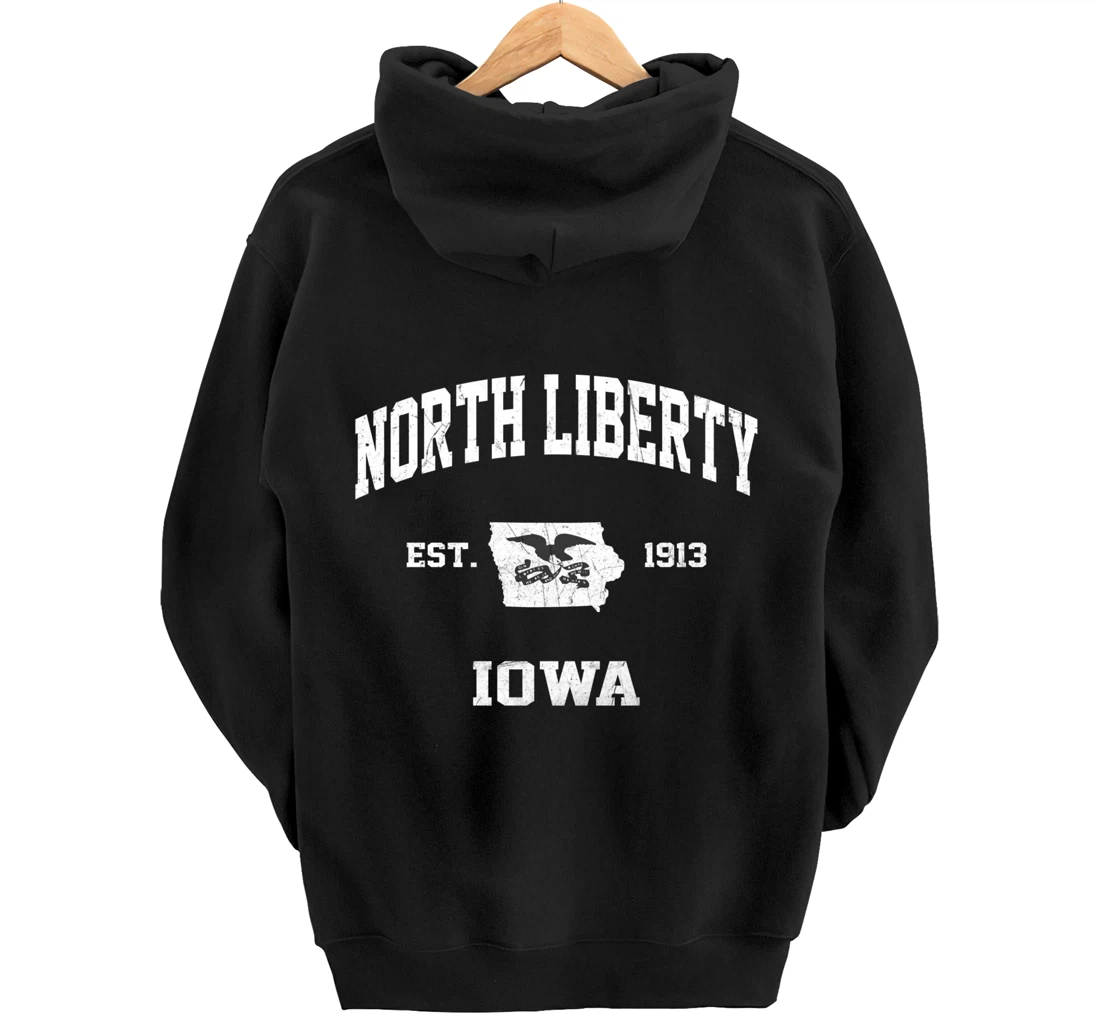 North Liberty Iowa IA vintage State Athletic style Pullover Hoodie