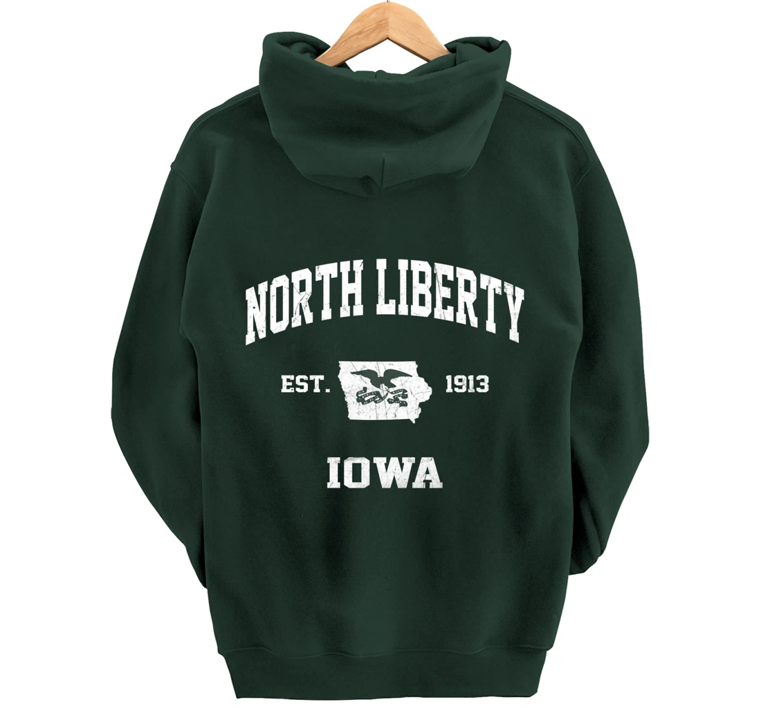 North Liberty Iowa IA vintage State Athletic style Pullover Hoodie