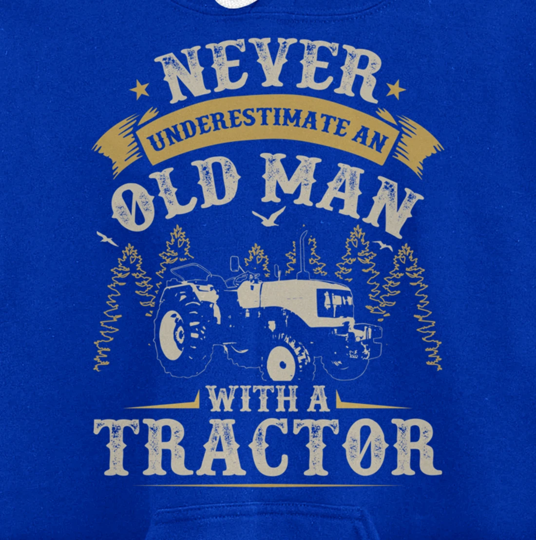 Funny Farming Lover Old Man Tractor Graphic for Men Farmer Pullover Hoodie