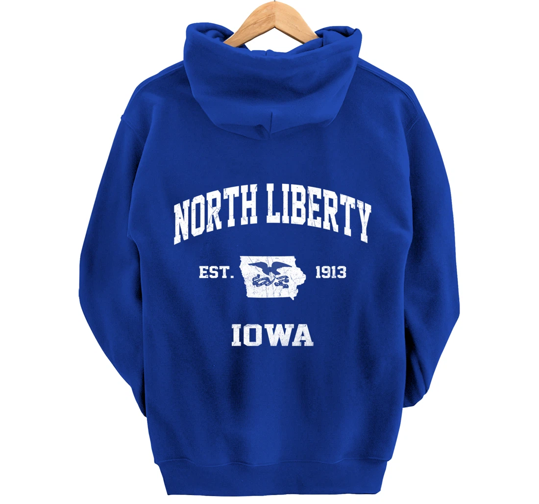 North Liberty Iowa IA vintage State Athletic style Pullover Hoodie