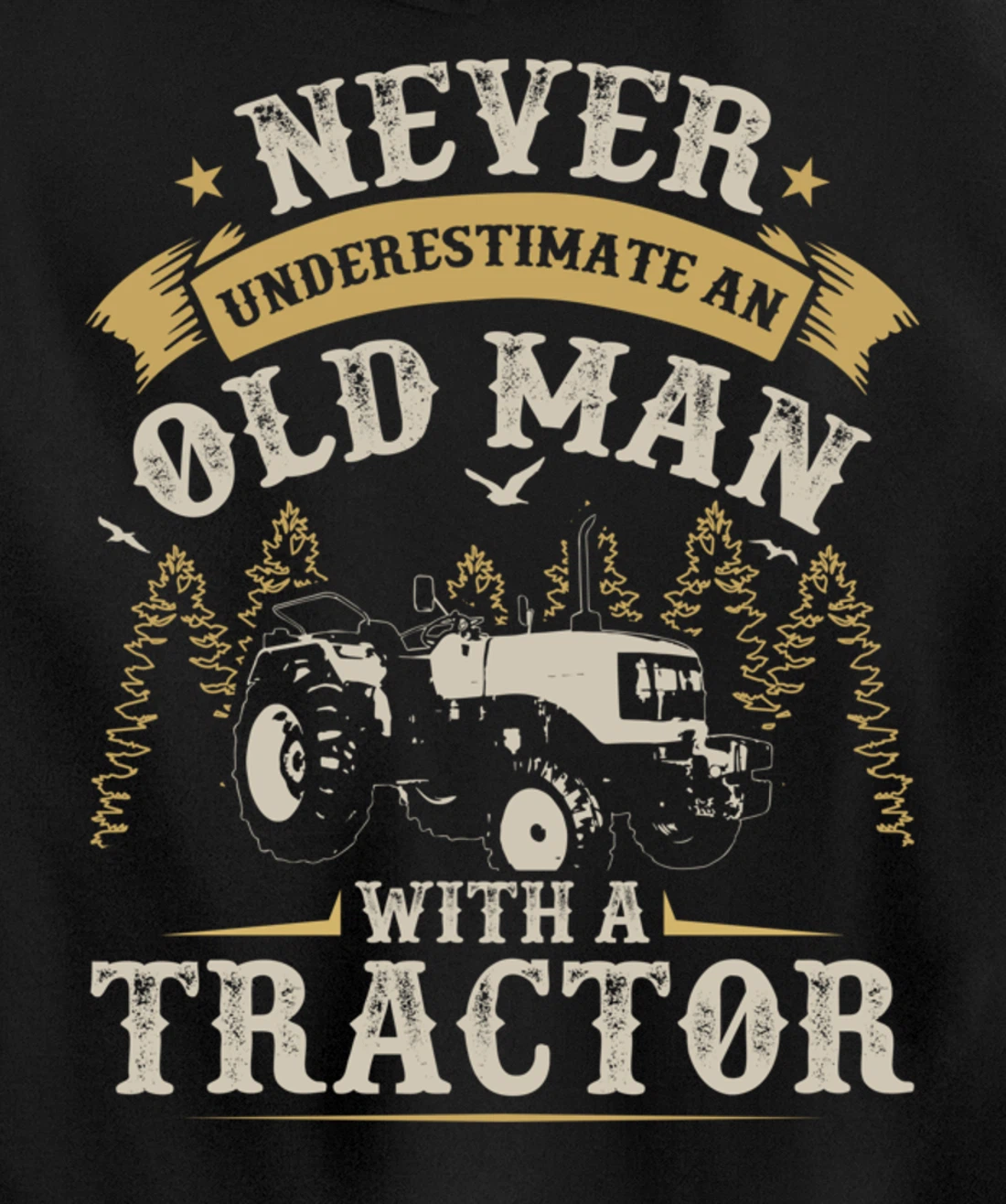 Funny Farming Lover Old Man Tractor Graphic for Men Farmer Pullover Hoodie
