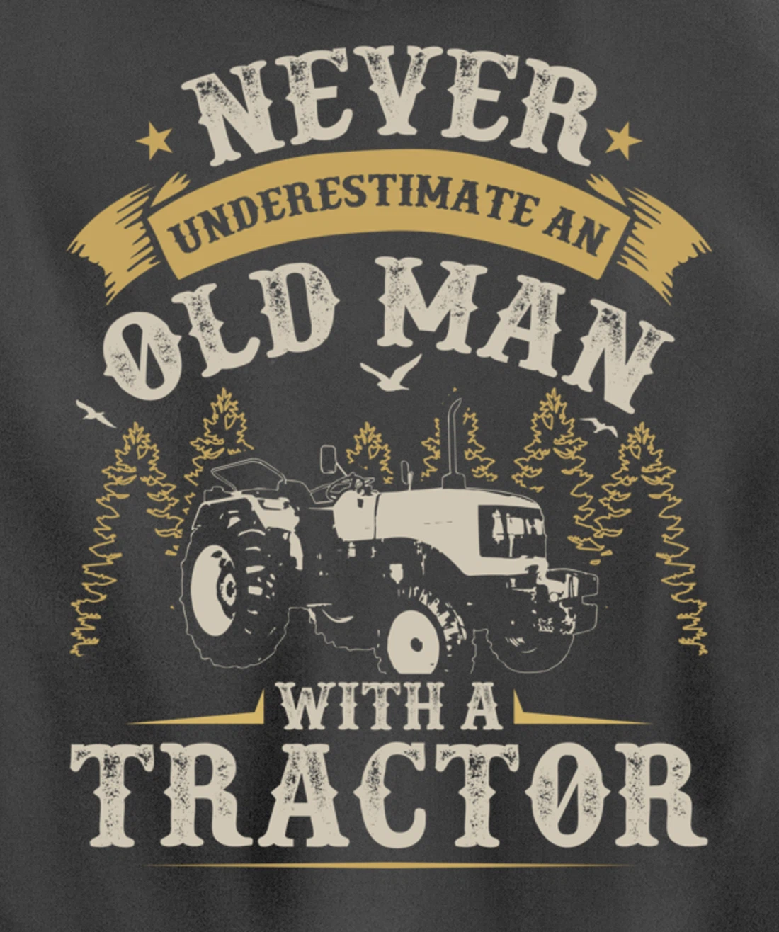 Funny Farming Lover Old Man Tractor Graphic for Men Farmer Pullover Hoodie