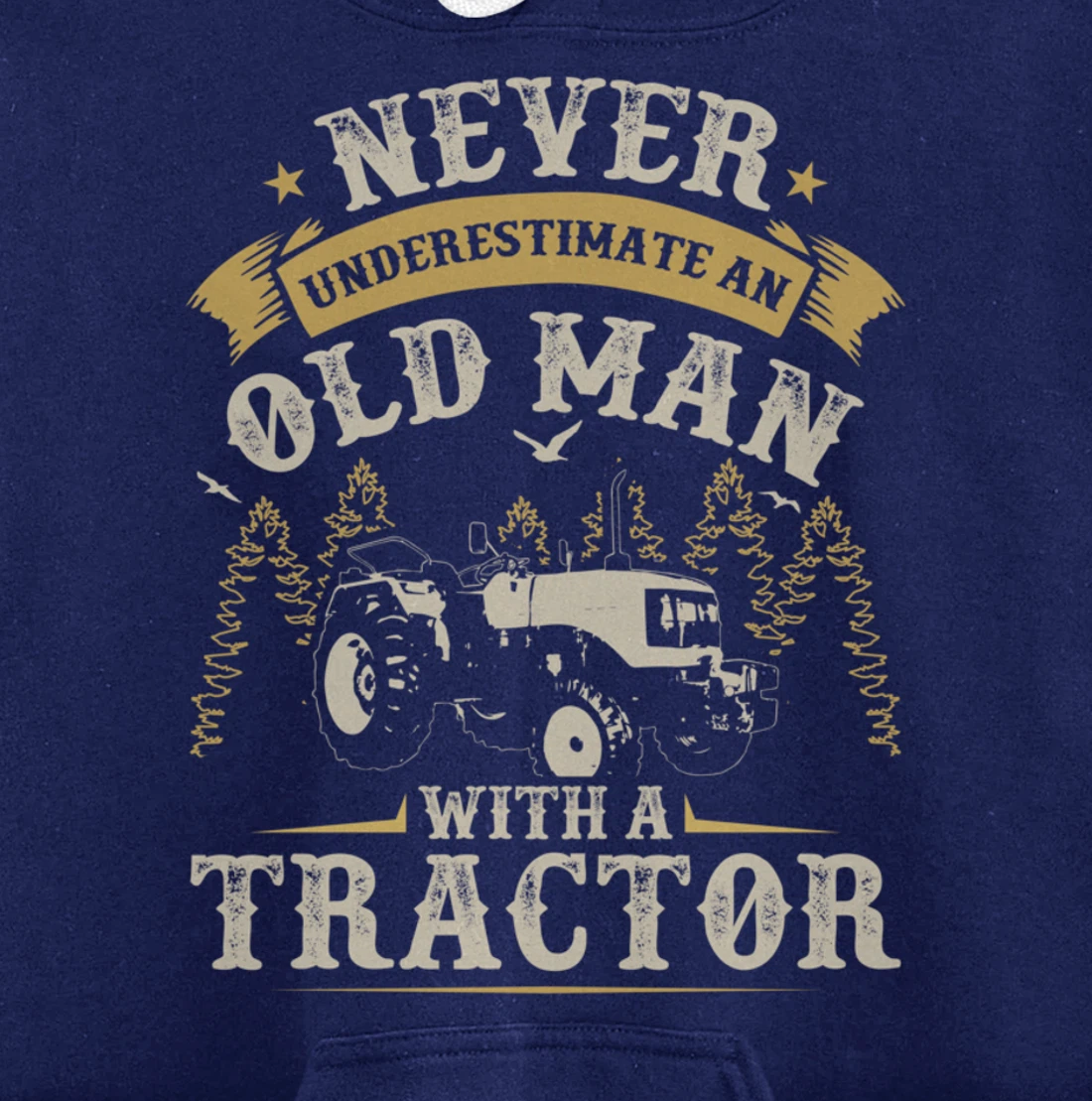 Funny Farming Lover Old Man Tractor Graphic for Men Farmer Pullover Hoodie