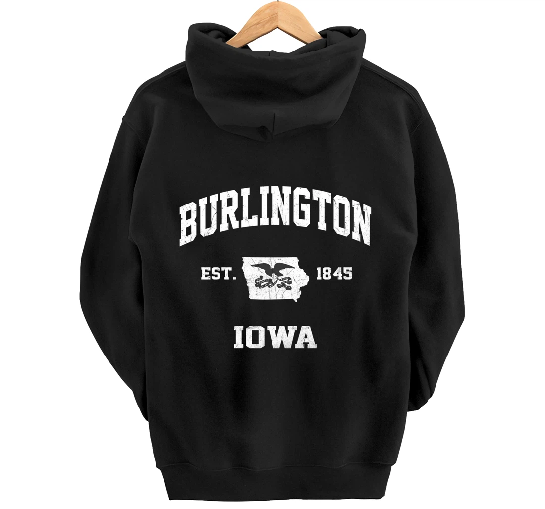 Burlington Iowa IA vintage State Athletic style Pullover Hoodie