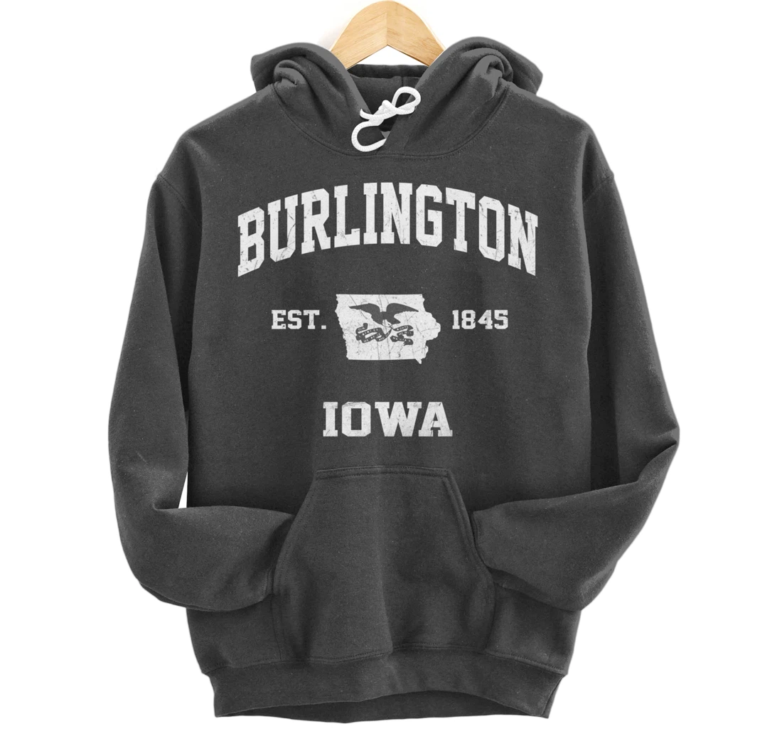 Burlington Iowa IA vintage State Athletic style Pullover Hoodie