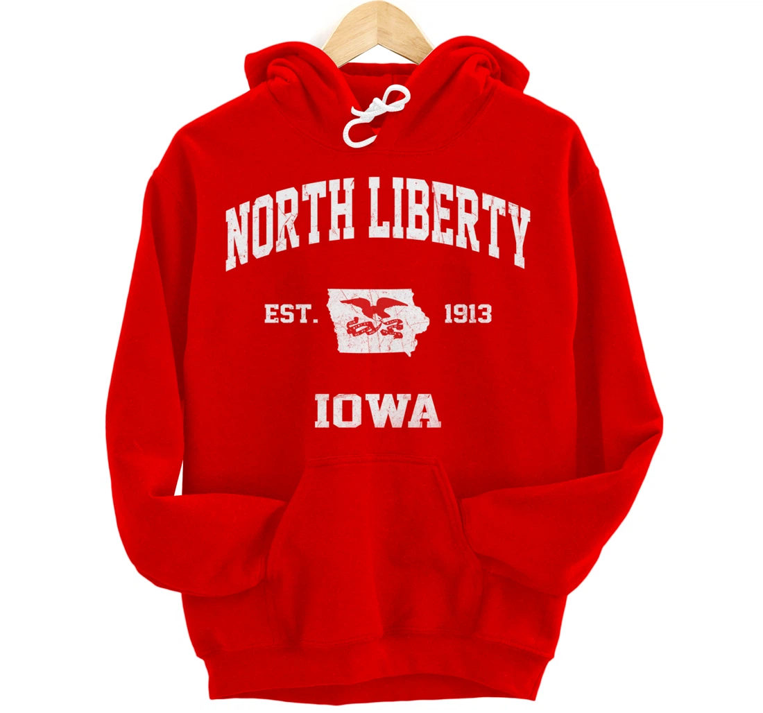 North Liberty Iowa IA vintage State Athletic style Pullover Hoodie