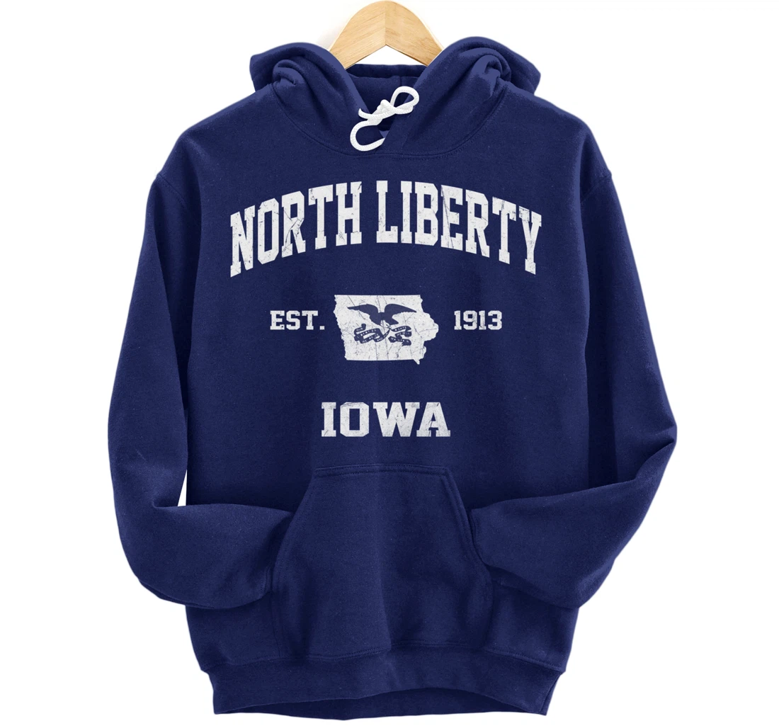 North Liberty Iowa IA vintage State Athletic style Pullover Hoodie