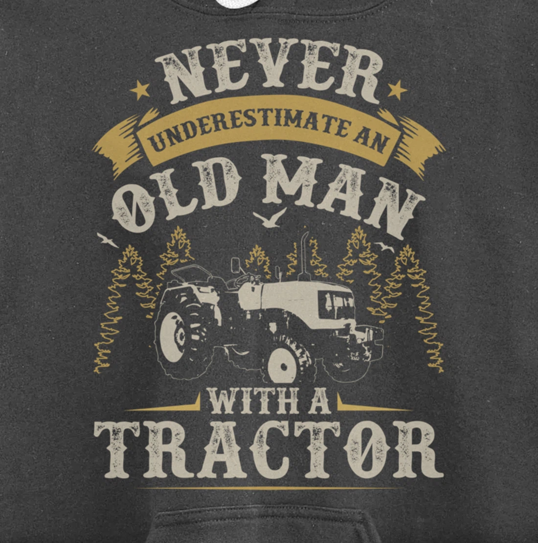 Funny Farming Lover Old Man Tractor Graphic for Men Farmer Pullover Hoodie