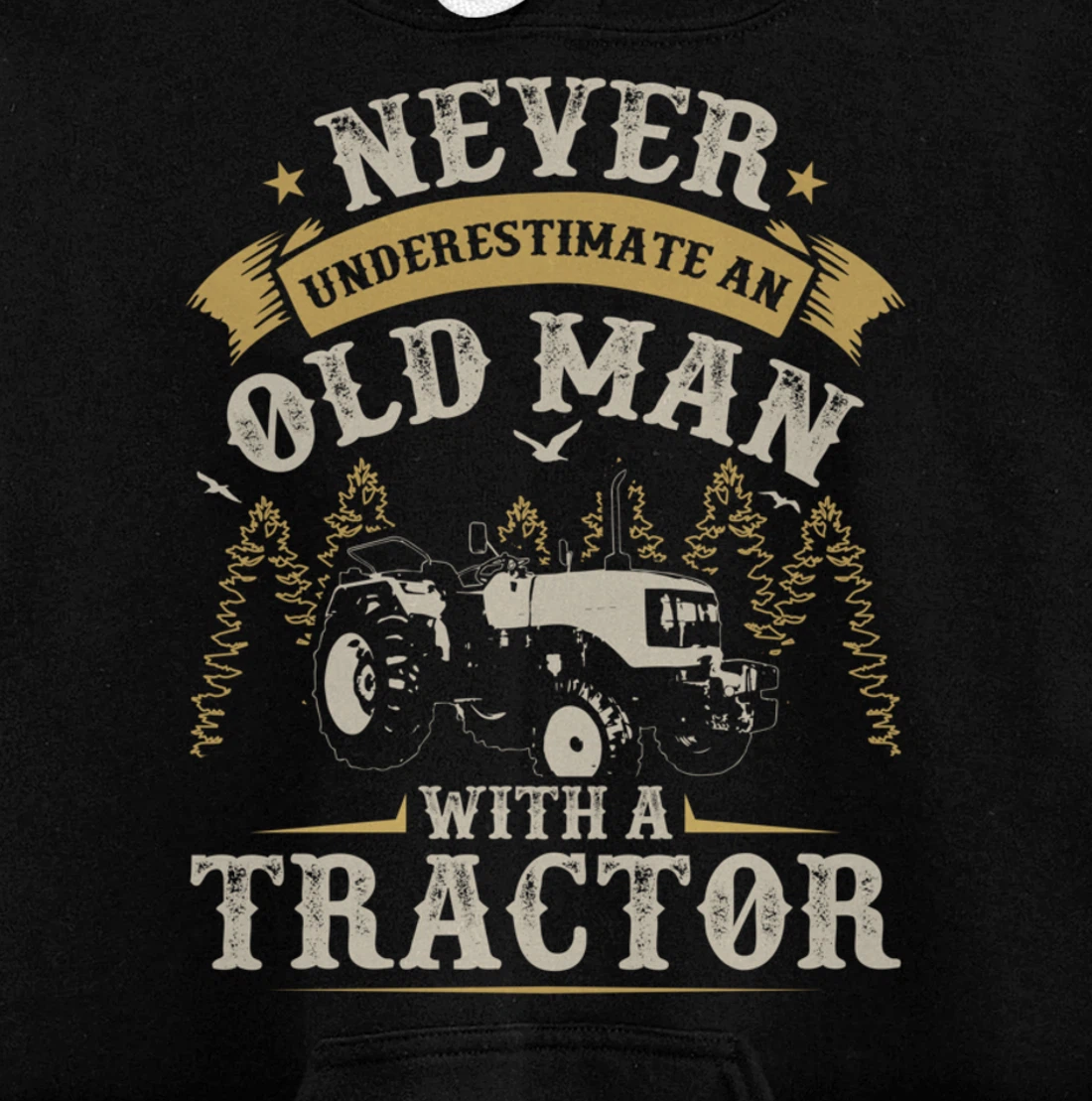 Funny Farming Lover Old Man Tractor Graphic for Men Farmer Pullover Hoodie