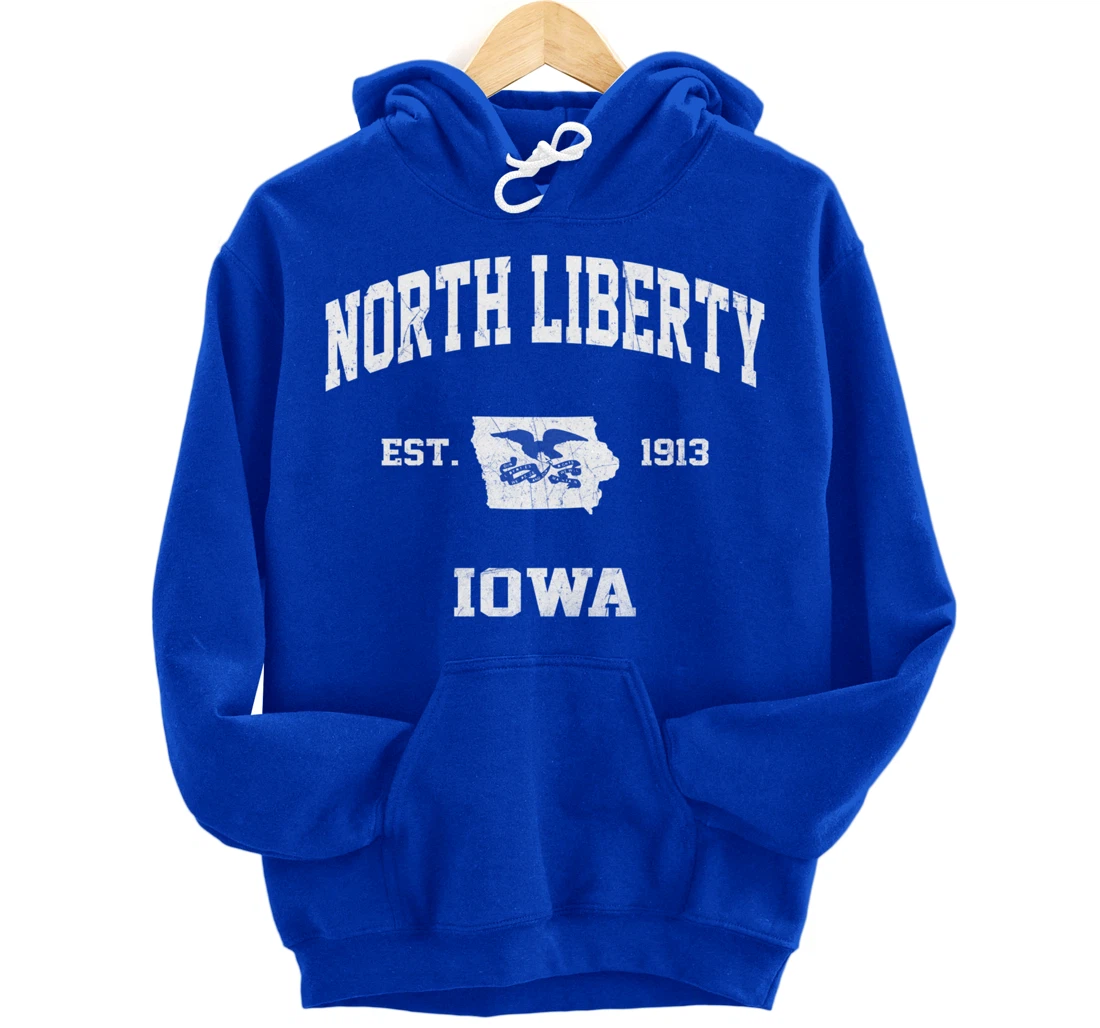 North Liberty Iowa IA vintage State Athletic style Pullover Hoodie