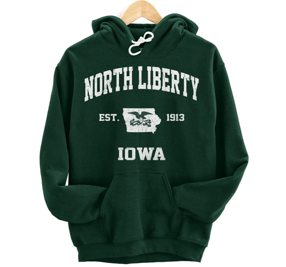 North Liberty Iowa IA vintage State Athletic style Pullover Hoodie