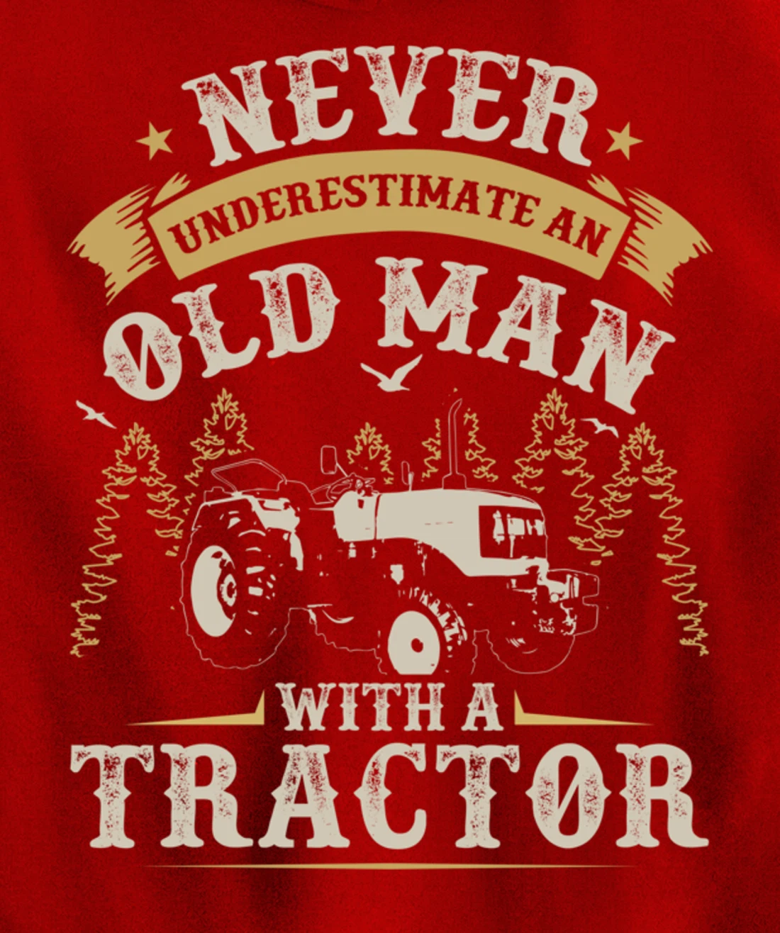 Funny Farming Lover Old Man Tractor Graphic for Men Farmer Pullover Hoodie