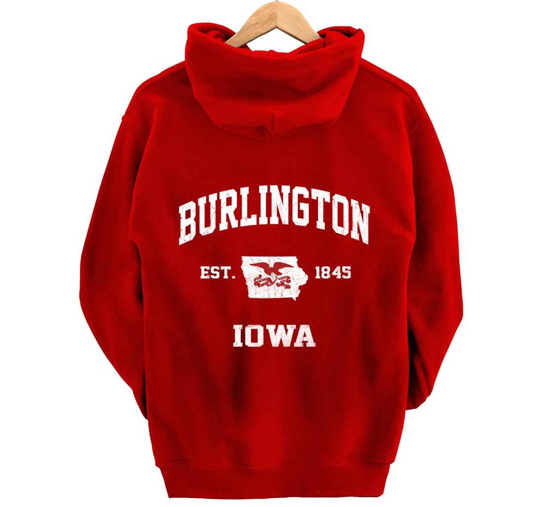 Burlington Iowa IA vintage State Athletic style Pullover Hoodie