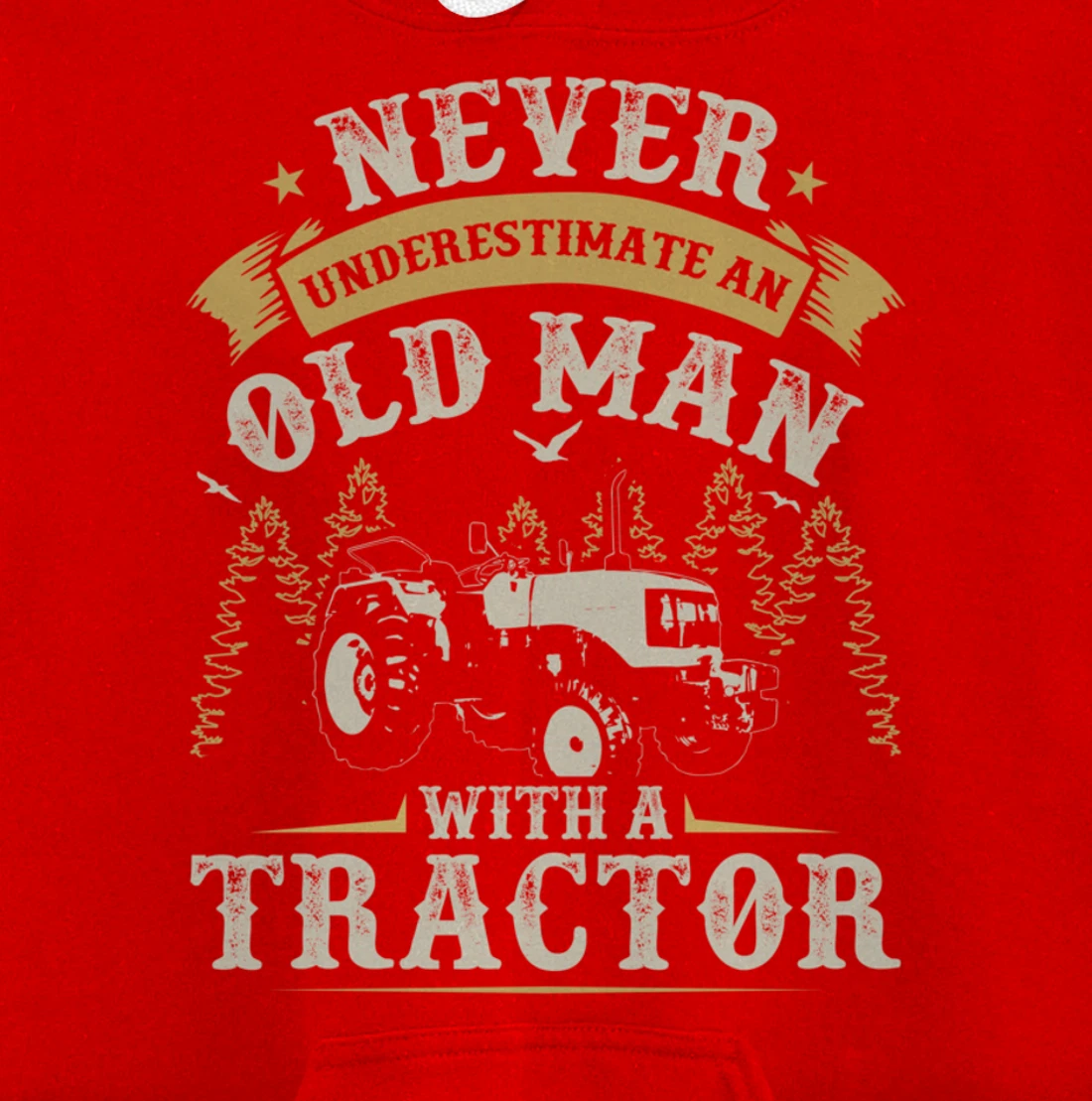 Funny Farming Lover Old Man Tractor Graphic for Men Farmer Pullover Hoodie
