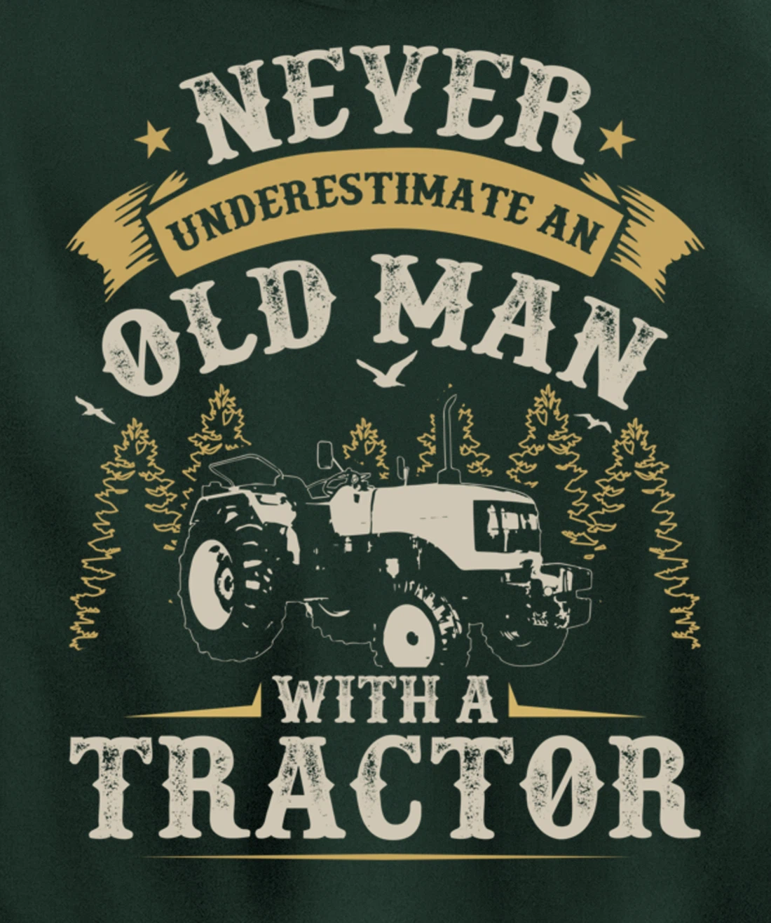 Funny Farming Lover Old Man Tractor Graphic for Men Farmer Pullover Hoodie