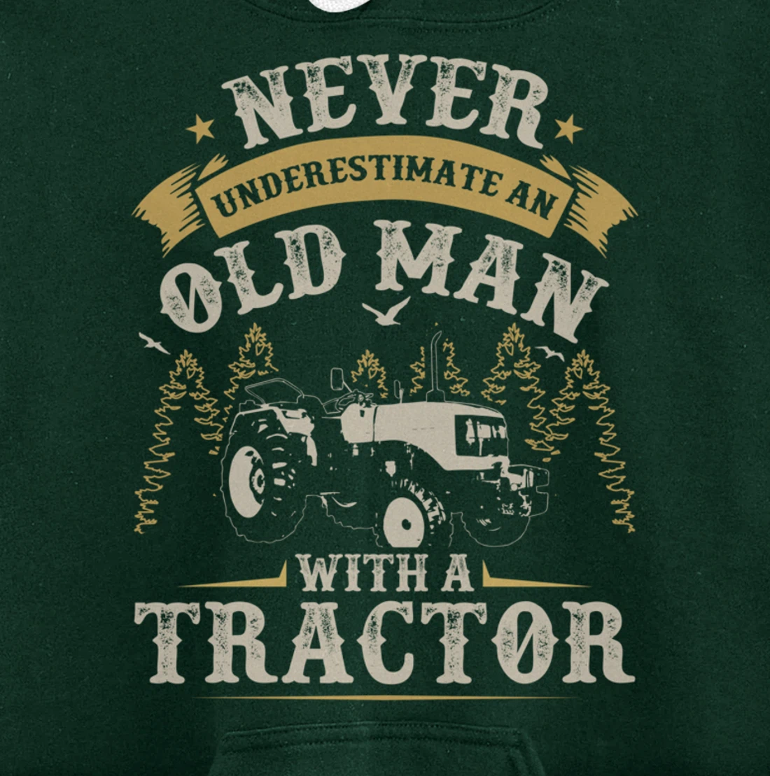 Funny Farming Lover Old Man Tractor Graphic for Men Farmer Pullover Hoodie