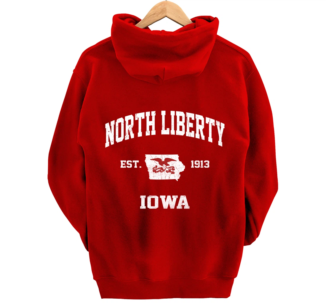 North Liberty Iowa IA vintage State Athletic style Pullover Hoodie