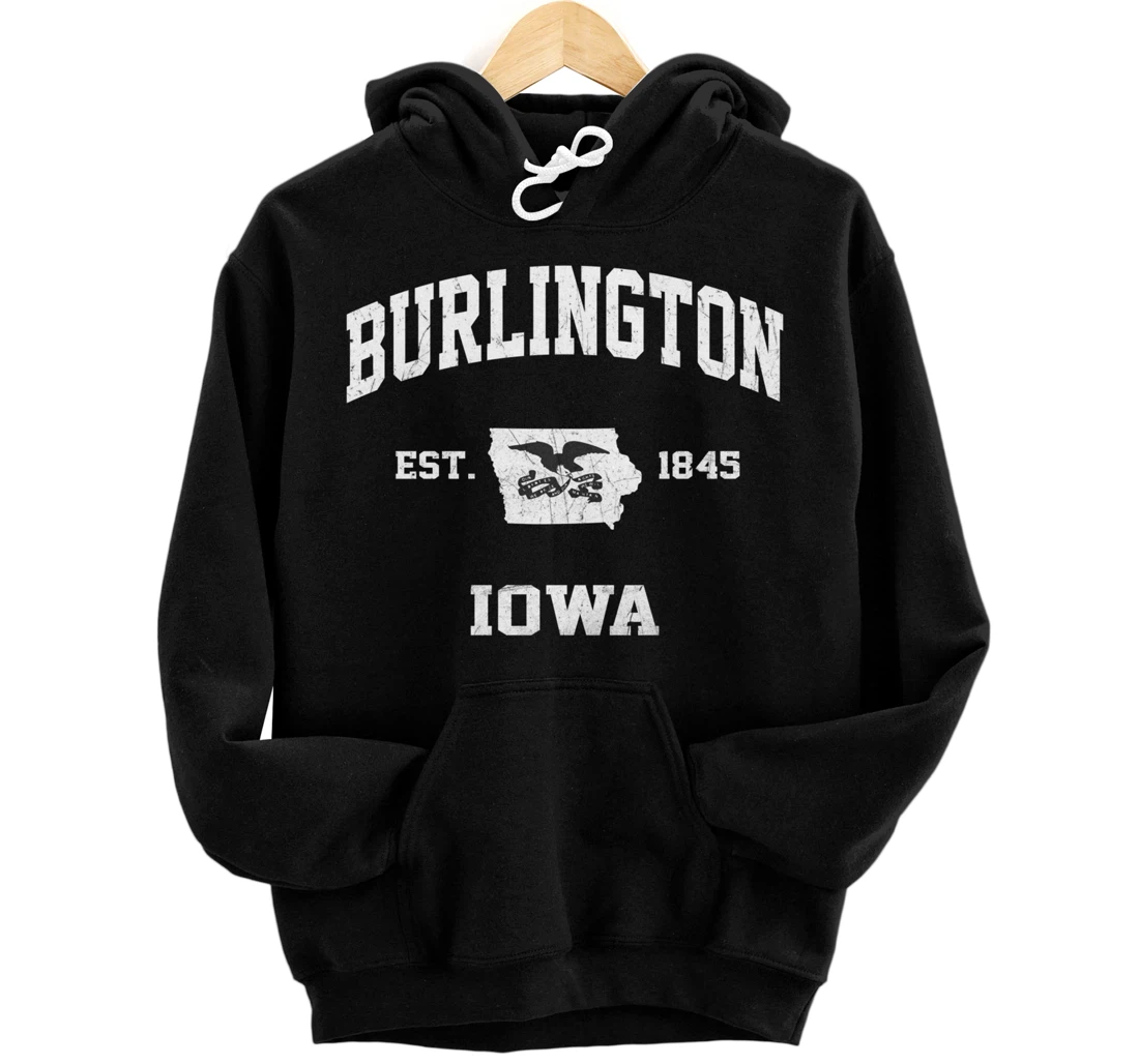 Burlington Iowa IA vintage State Athletic style Pullover Hoodie