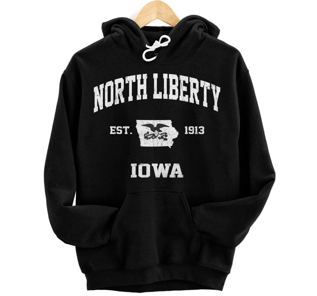 North Liberty Iowa IA vintage State Athletic style Pullover Hoodie