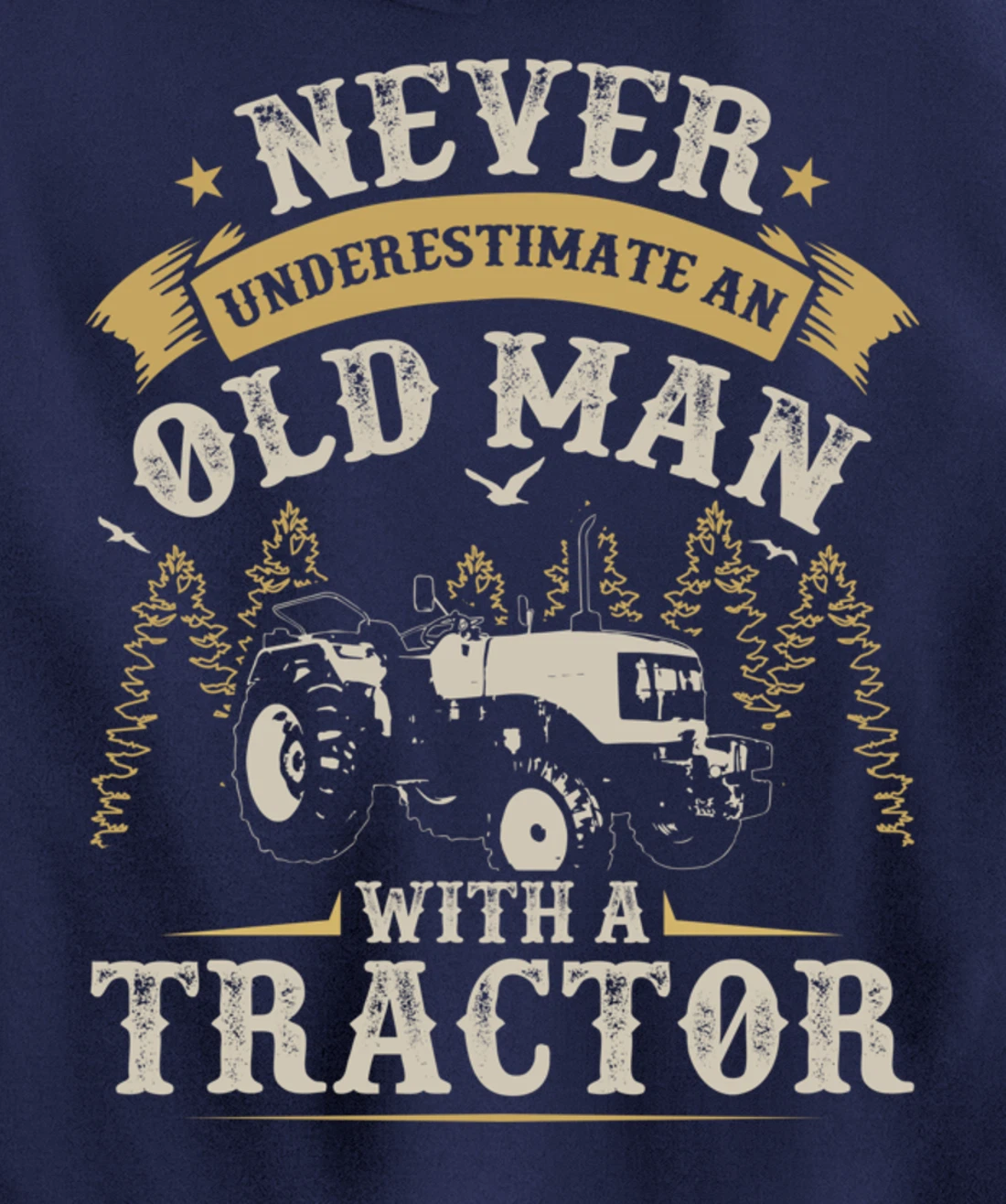 Funny Farming Lover Old Man Tractor Graphic for Men Farmer Pullover Hoodie