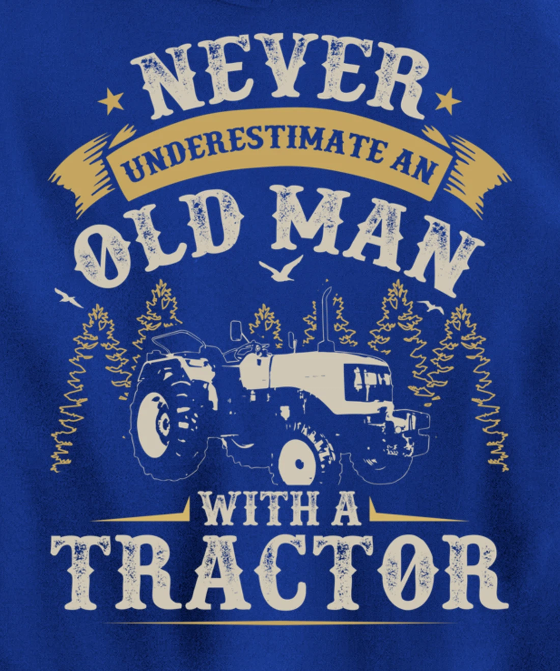 Funny Farming Lover Old Man Tractor Graphic for Men Farmer Pullover Hoodie