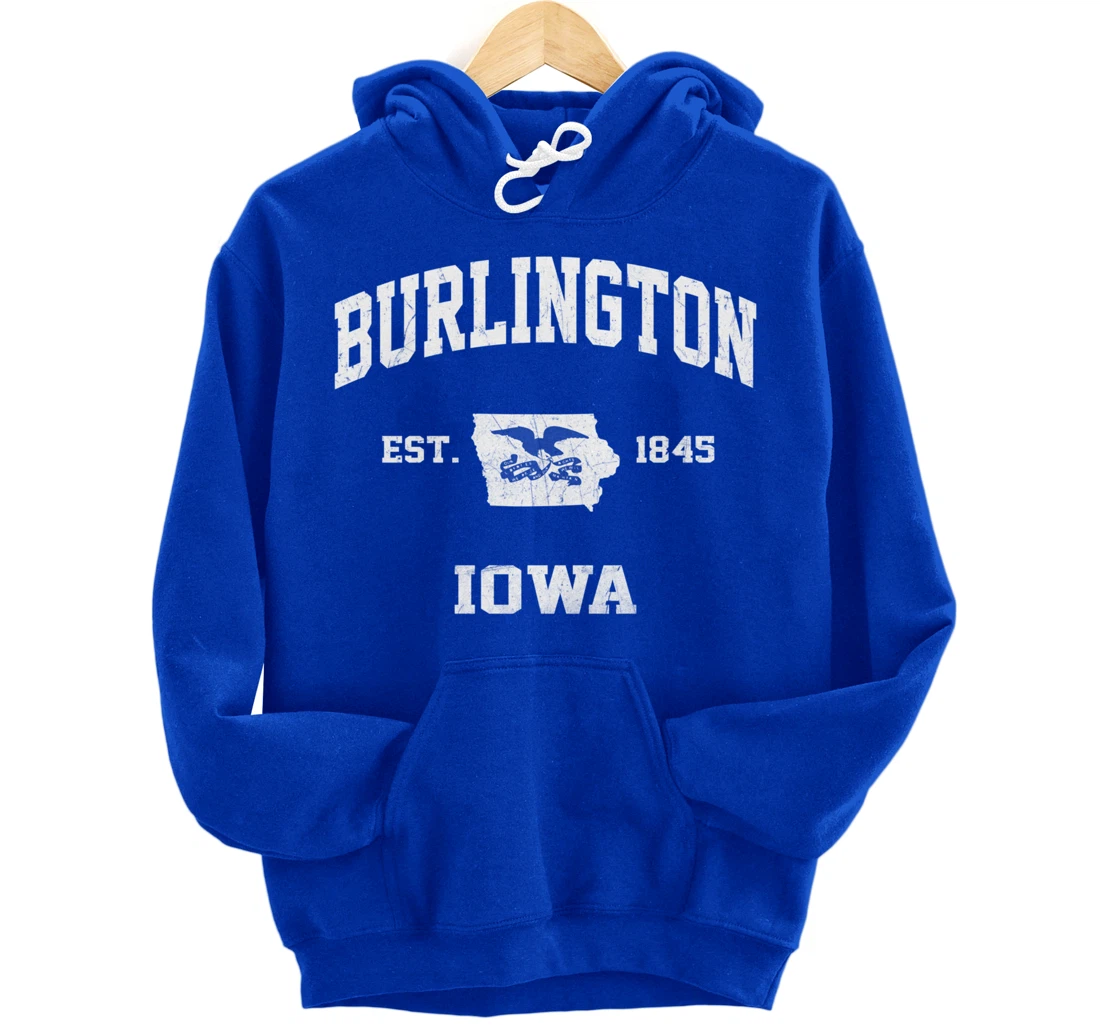 Burlington Iowa IA vintage State Athletic style Pullover Hoodie
