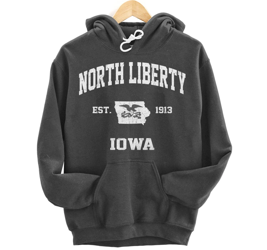 North Liberty Iowa IA vintage State Athletic style Pullover Hoodie