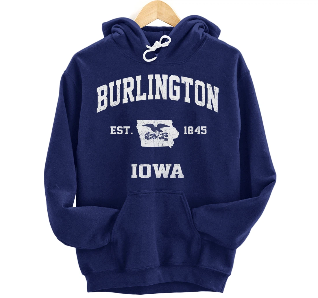 Burlington Iowa IA vintage State Athletic style Pullover Hoodie
