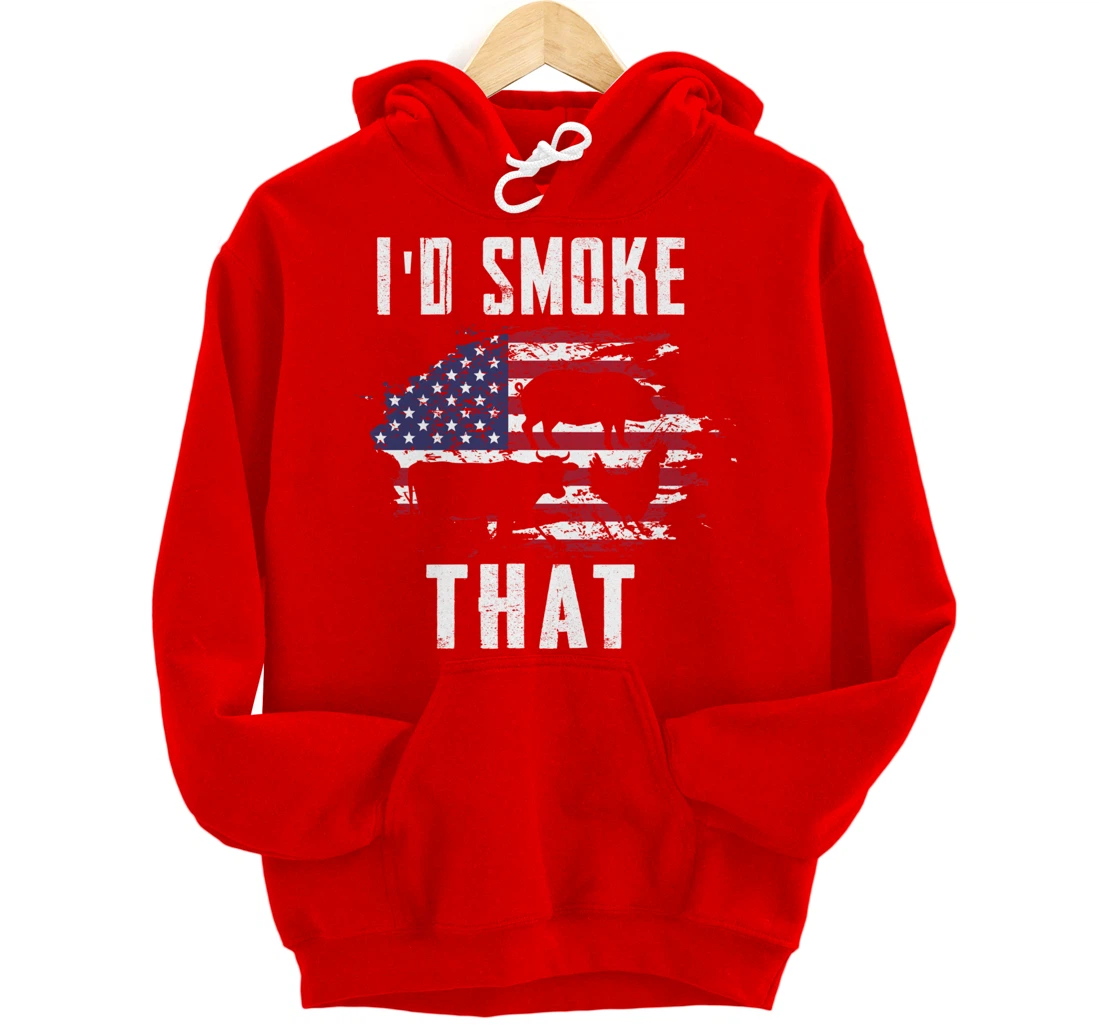 Patriotic American Flag Barbecue Men Meat Smoking BBQ Pullover Hoodie