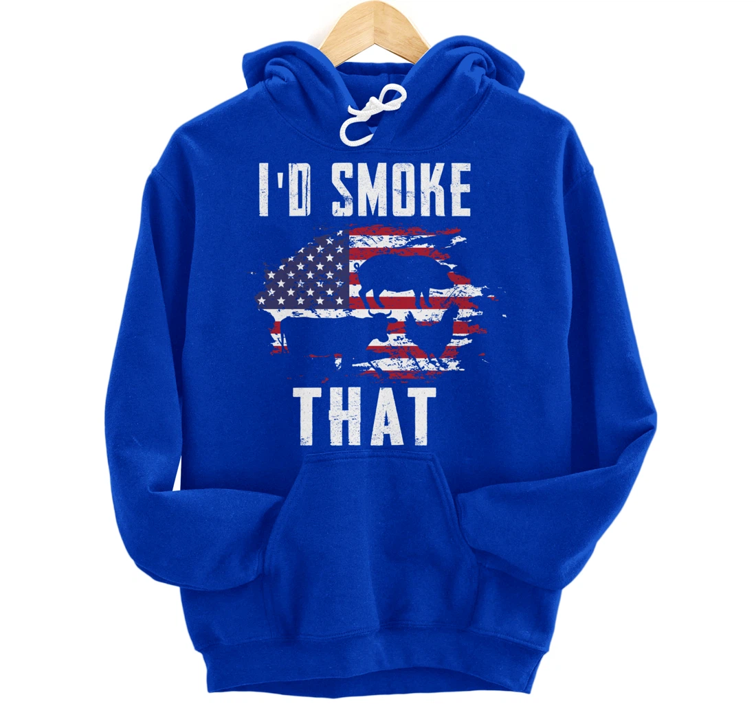 Patriotic American Flag Barbecue Men Meat Smoking BBQ Pullover Hoodie